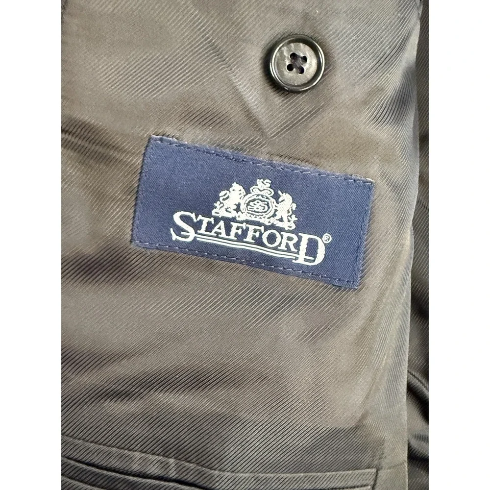 Stafford Suit Mens 48L 44x34 Gray Wool Pinstripe 2 Piece Jacket‎ Pants Classic